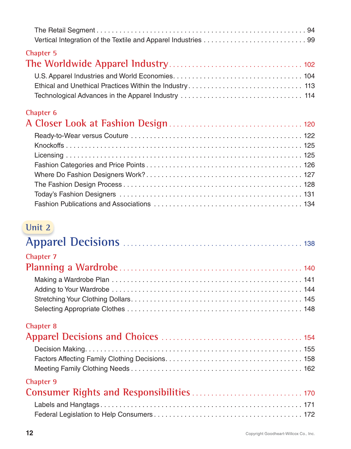 Apparel Design, Textiles & Construction, 11th Edition page 12