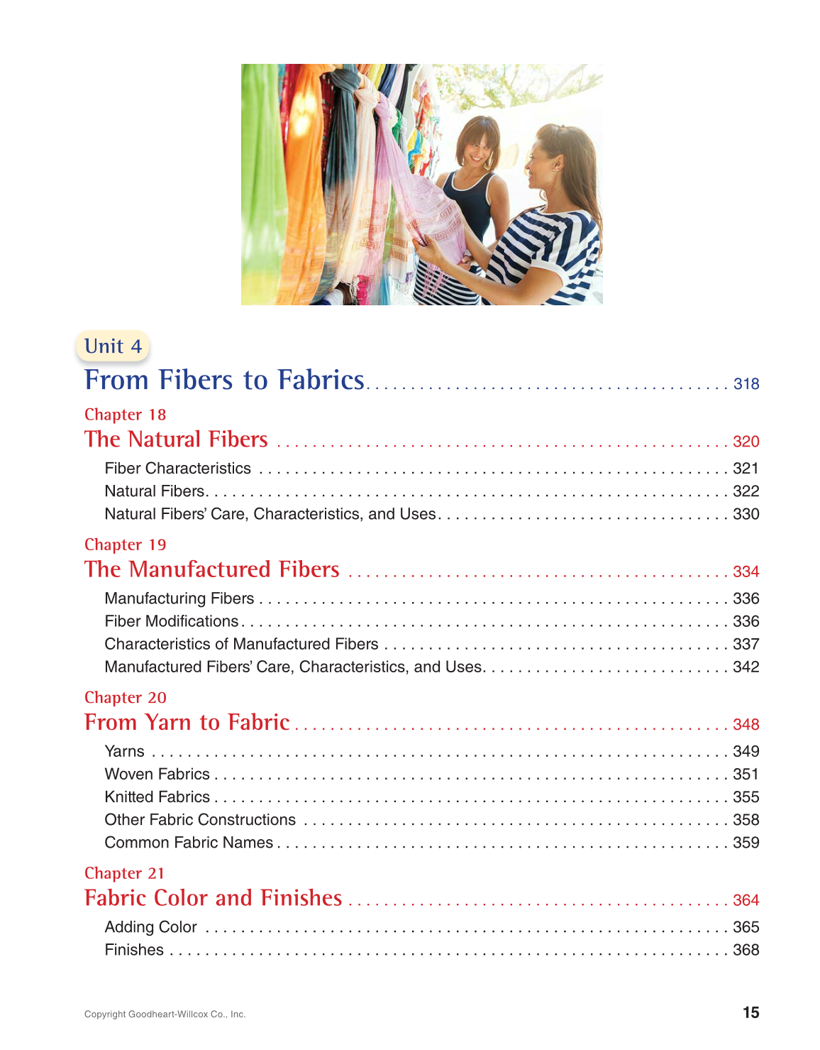 Apparel Design, Textiles & Construction, 11th Edition page 15