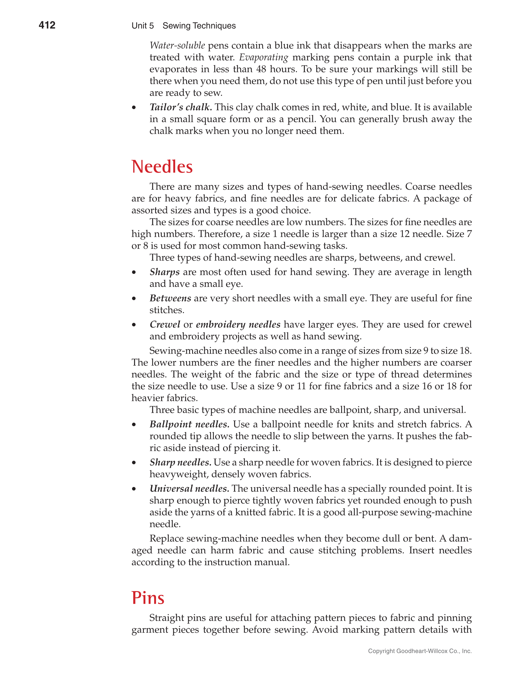 Apparel Design, Textiles & Construction, 11th Edition page 412