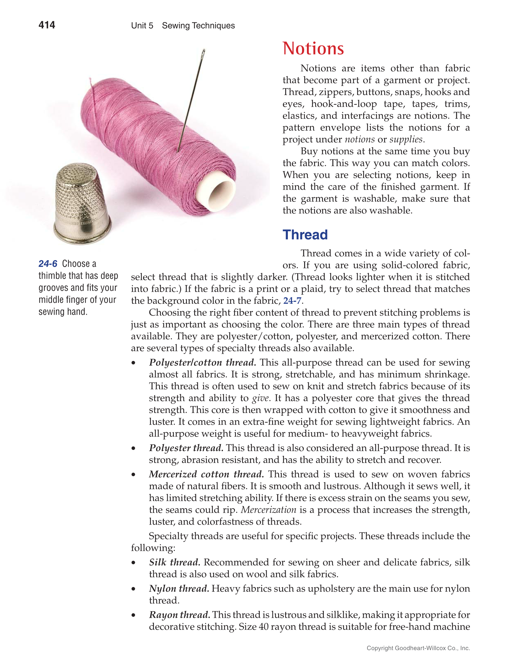 Apparel Design, Textiles & Construction, 11th Edition page 414