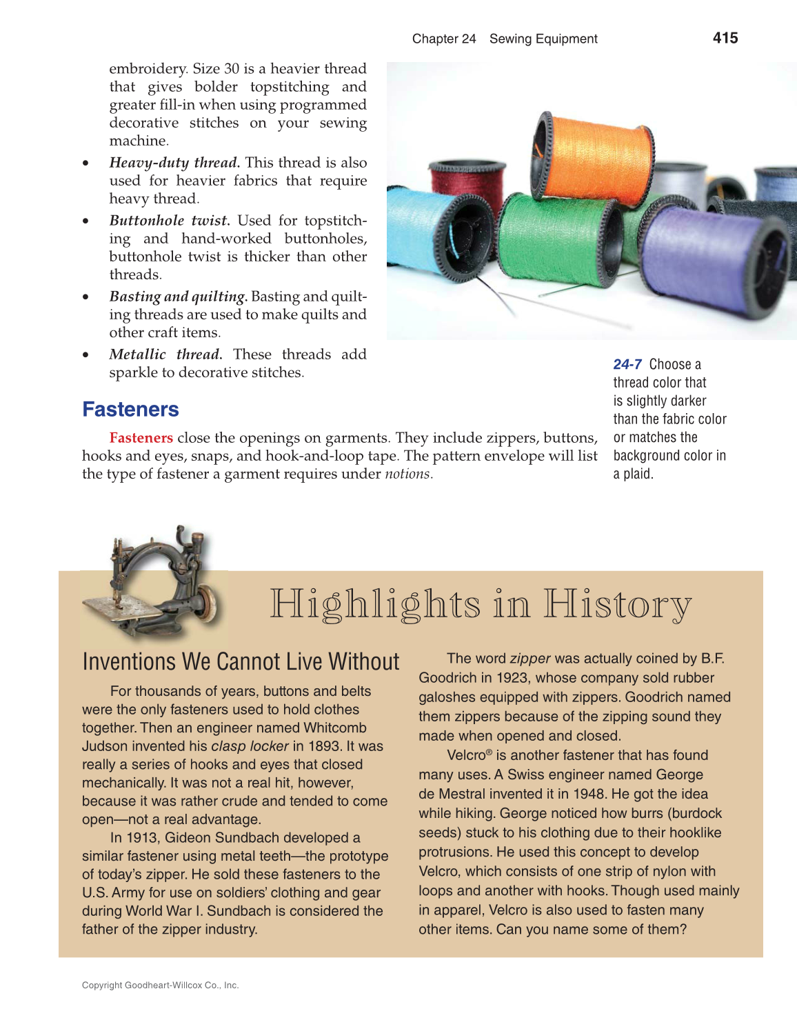 Apparel Design, Textiles & Construction, 11th Edition page 415