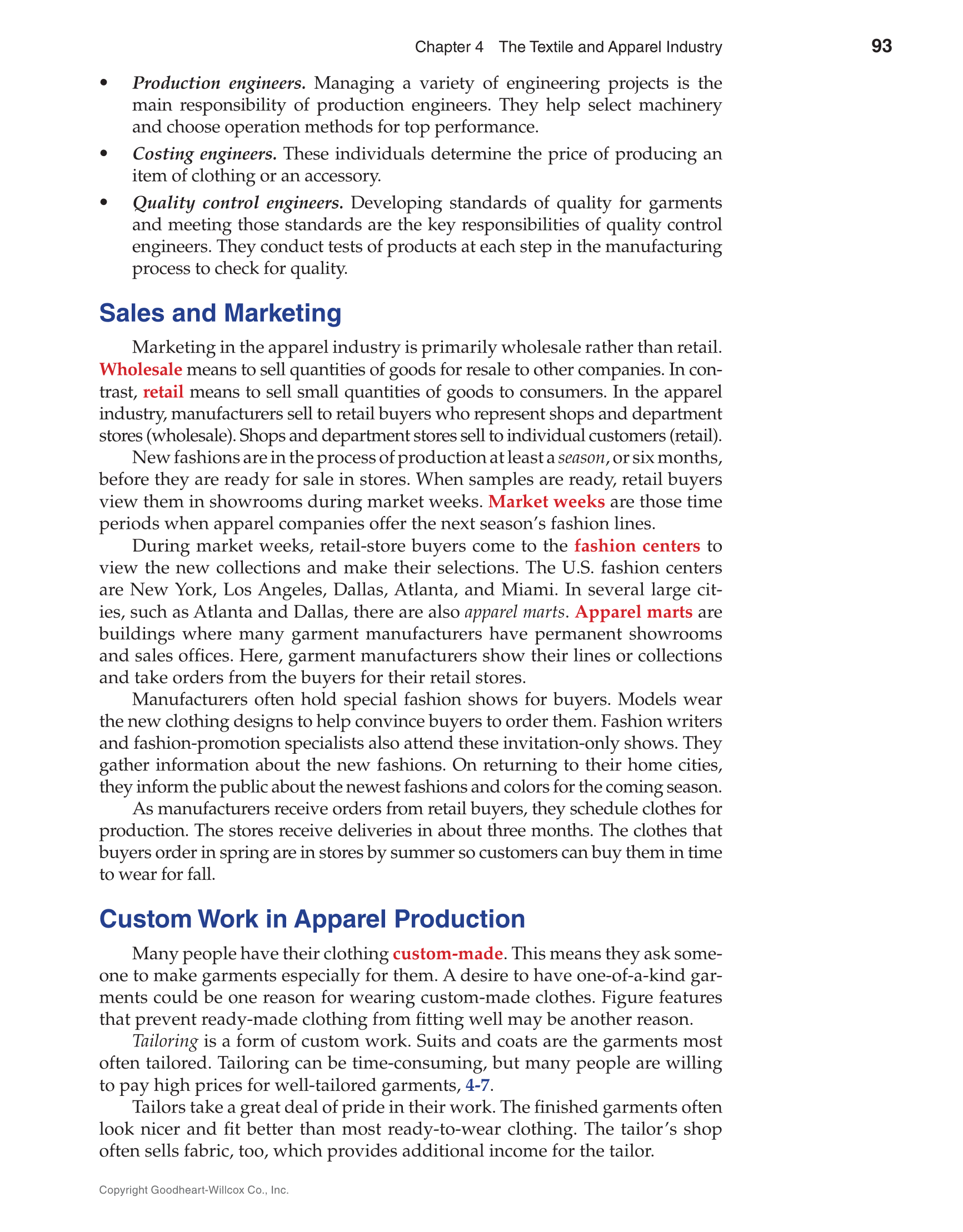 Apparel Design, Textiles & Construction, 11th Edition page 93