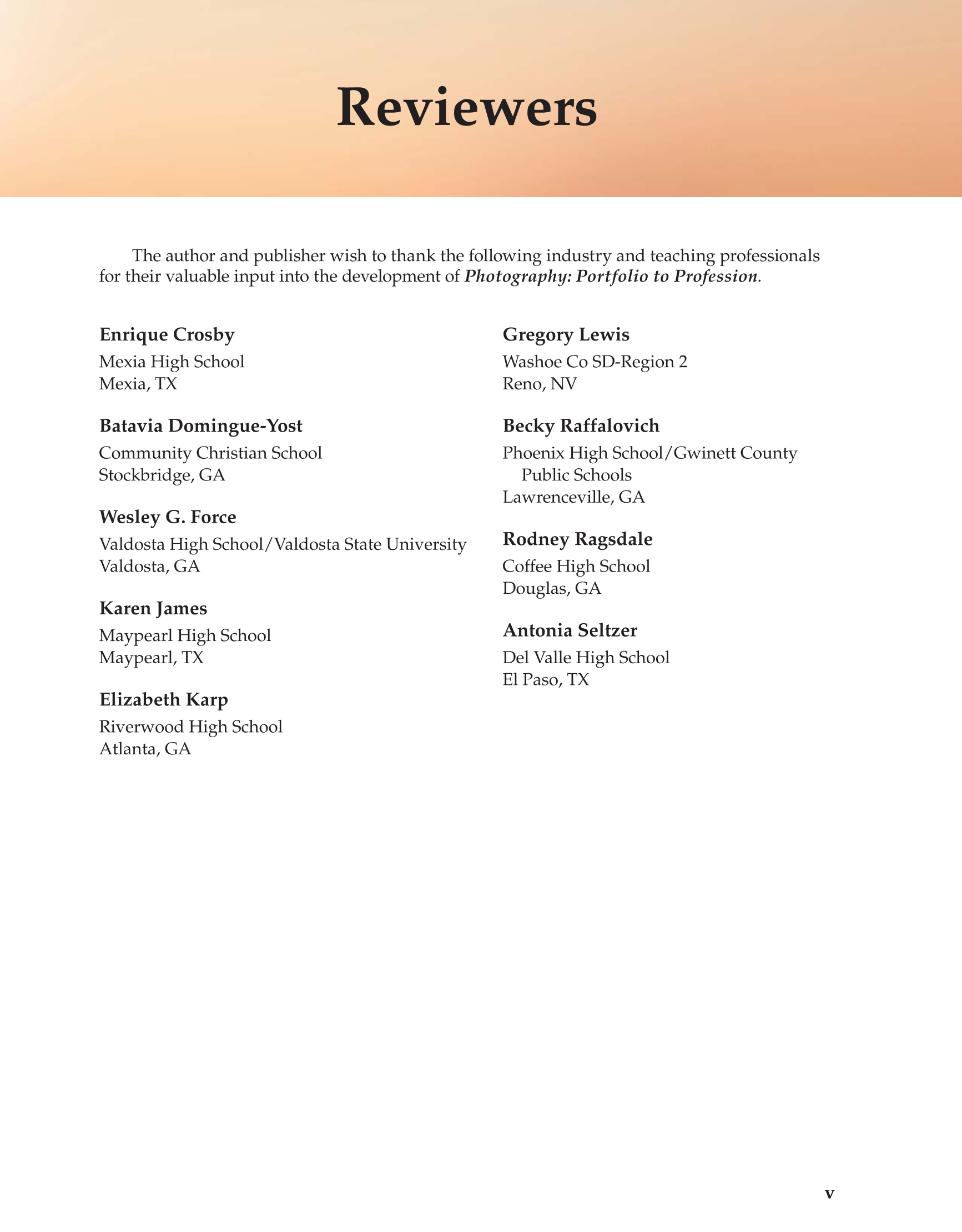 Photography Portfolio to Profession, 3rd Edition page v