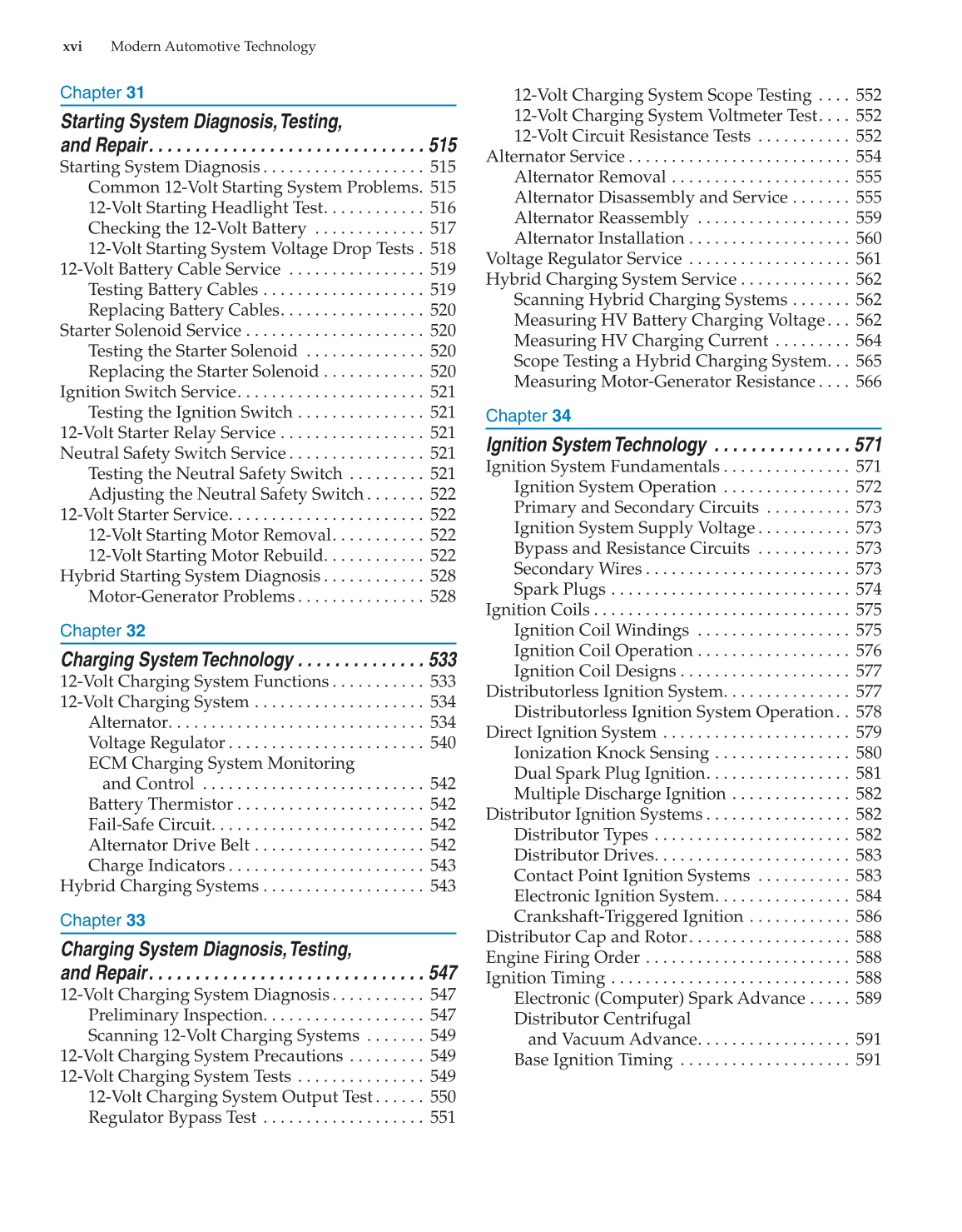 Modern Automotive Technology, 8th Edition page xvi