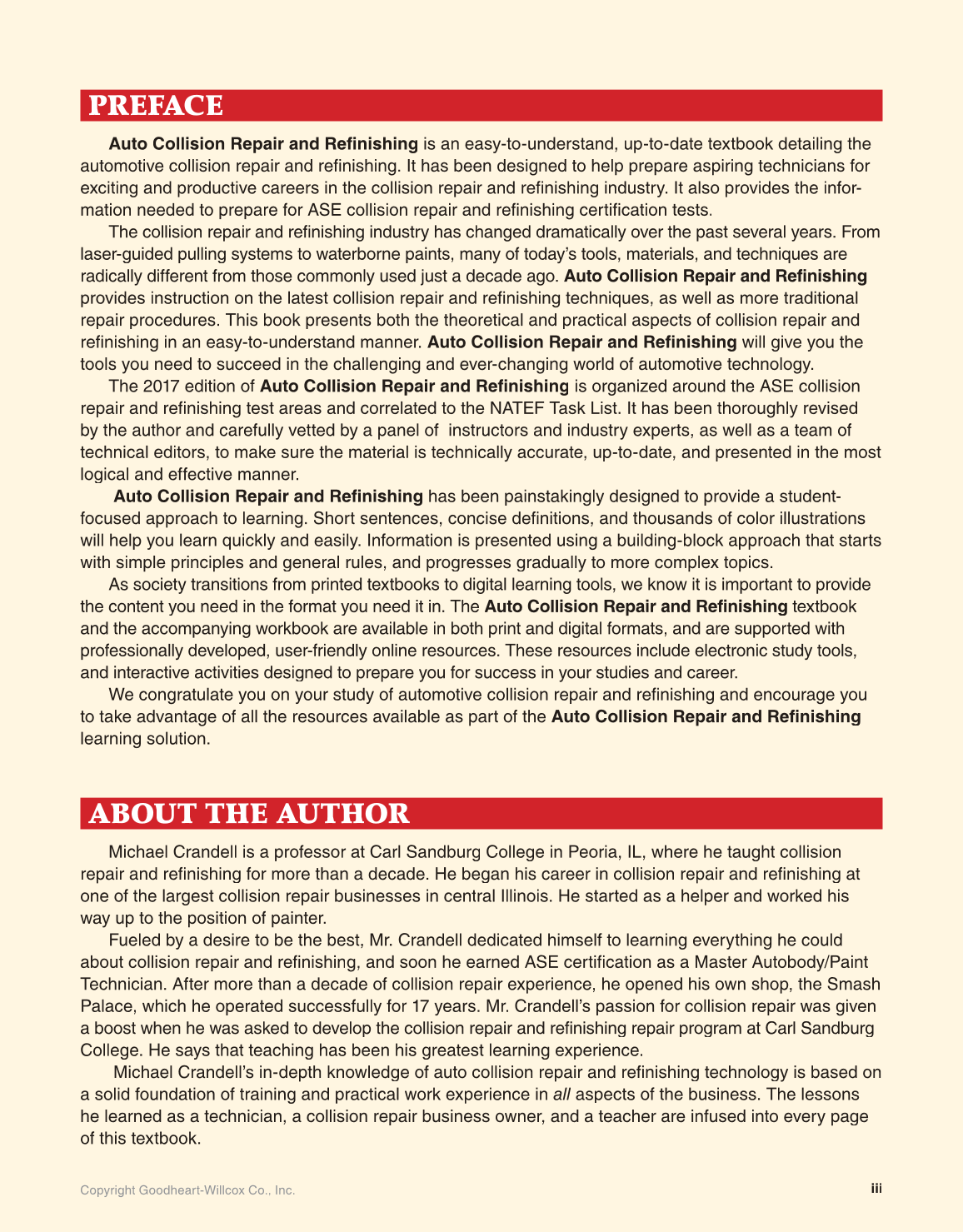 Auto Collision Repair and Refinishing, 2nd Edition page iii