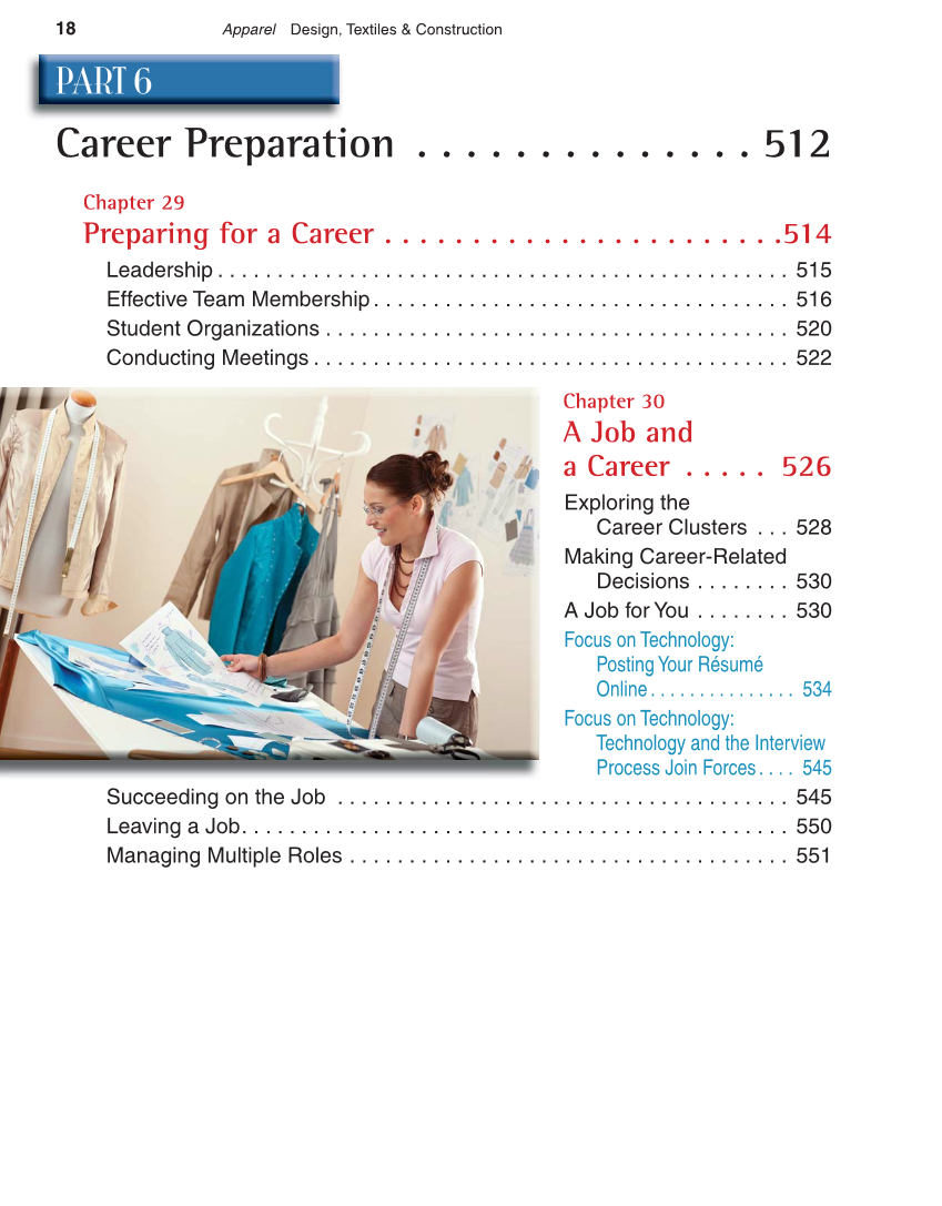 Apparel Design, Textiles & Construction, 10th Edition page 18