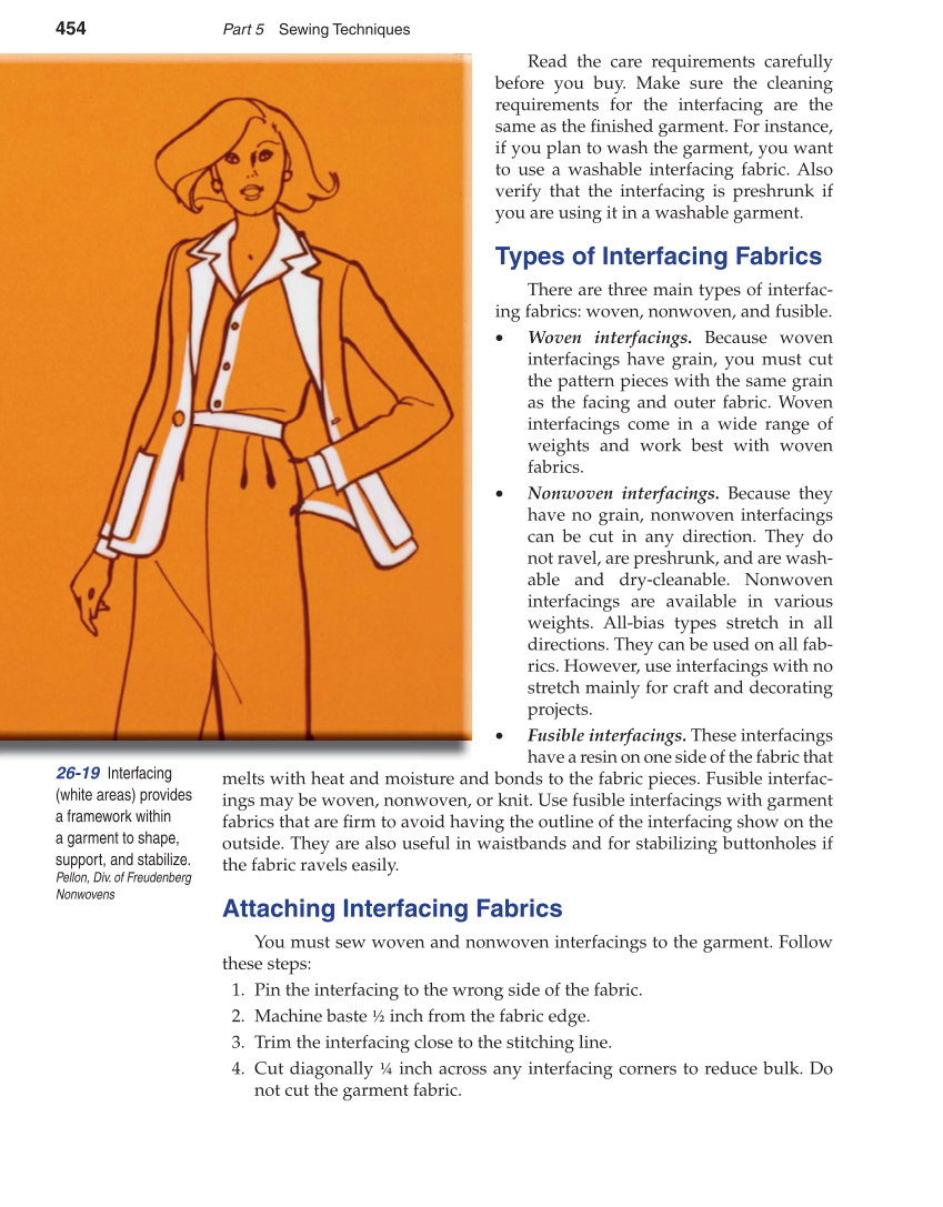 Apparel Design, Textiles & Construction, 10th Edition page 454