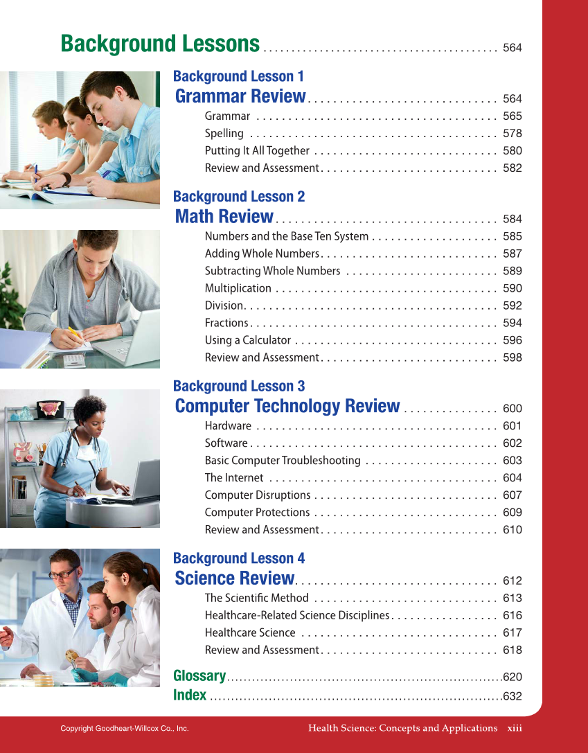 Health Science Concepts and Applications, 1st Edition page xiii