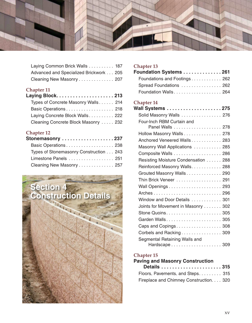 Modern Masonry Brick, Block, Stone, 8th Edition page xv