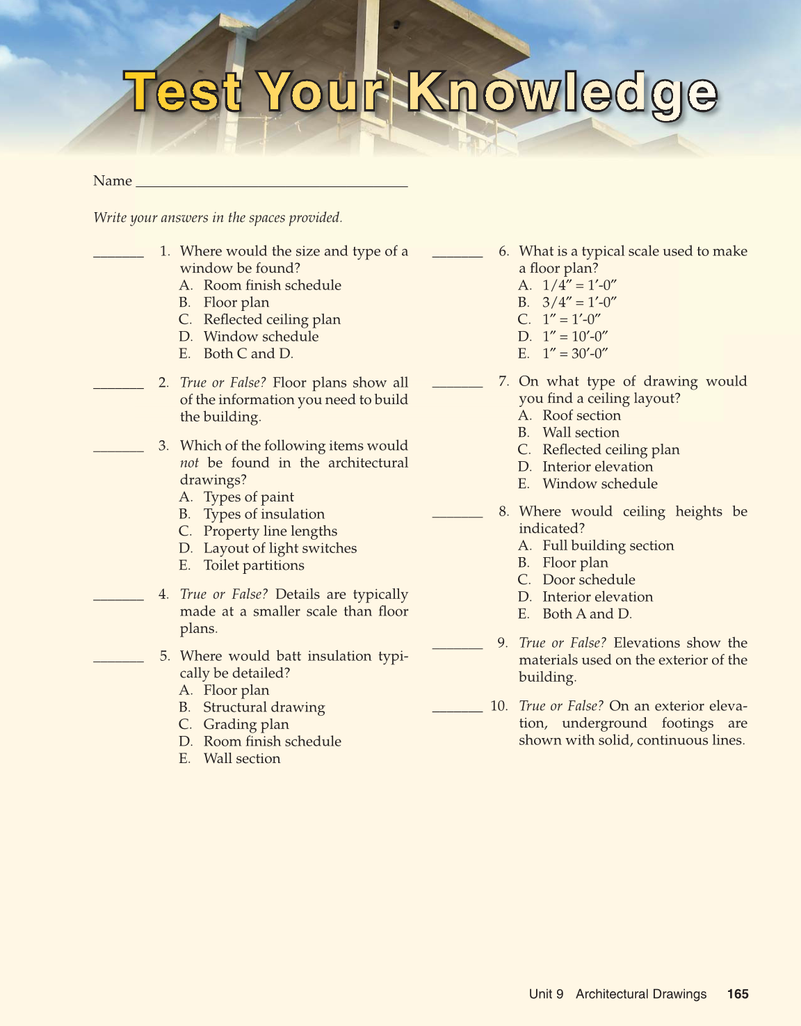 Print Reading For Construction 6th Edition Page 165 Print Reading For Construction 6th Edition Page 165