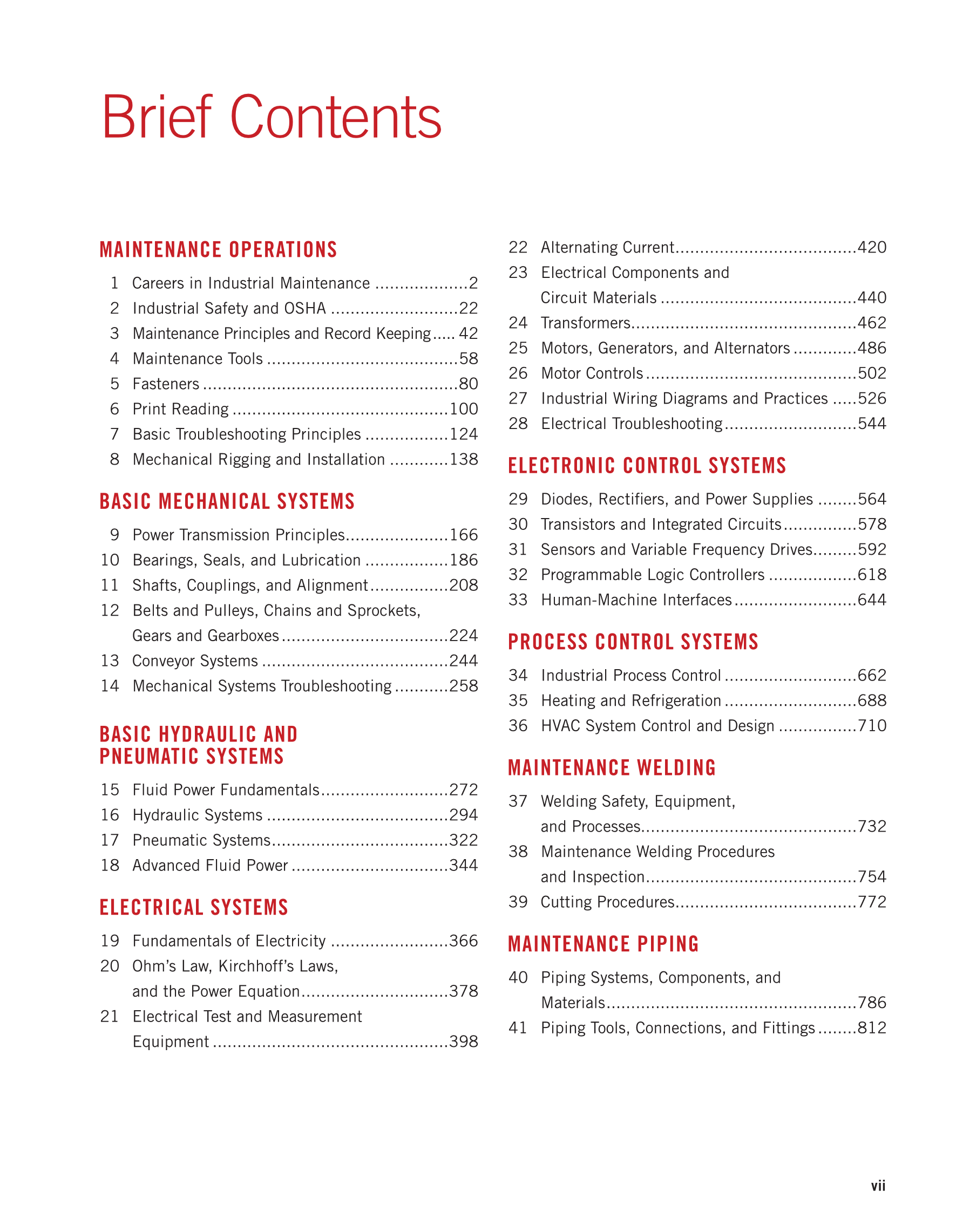 Industrial Maintenance and Mechatronics, 1st Edition page vii