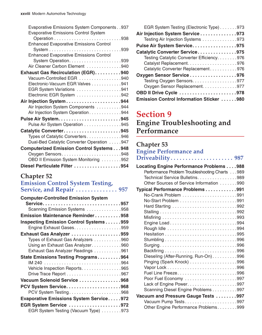 Modern Automotive Technology, 9th Edition page xxviii
