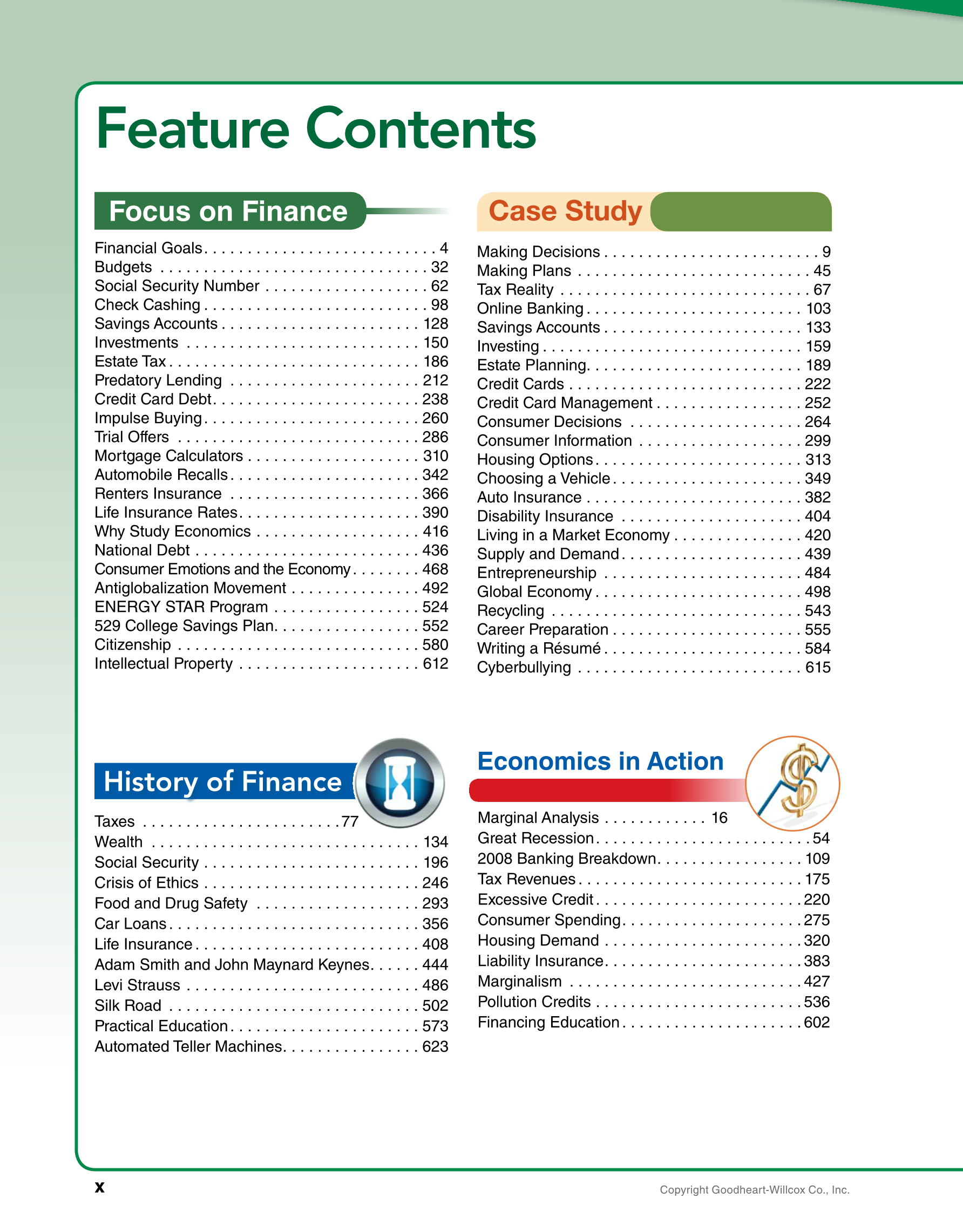 Foundations of Financial Literacy, 10th Edition page x