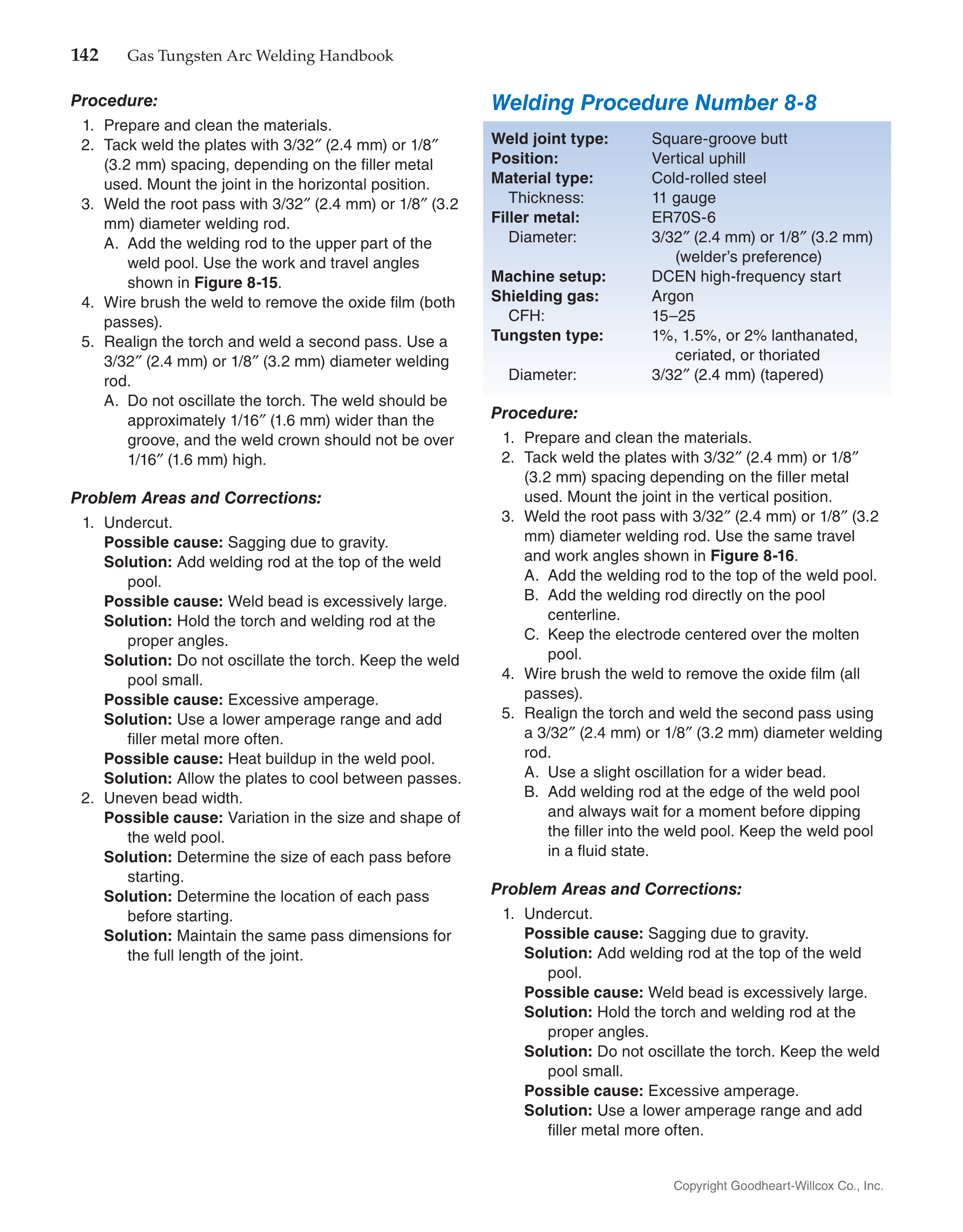 Gas Tungsten Arc Welding Handbook, 7th Edition page 142