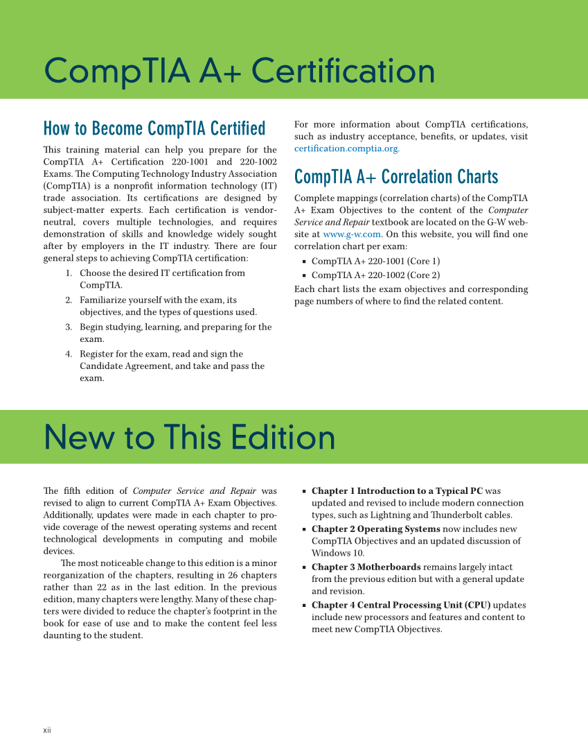 Computer Service and Repair, 5th Edition page 12