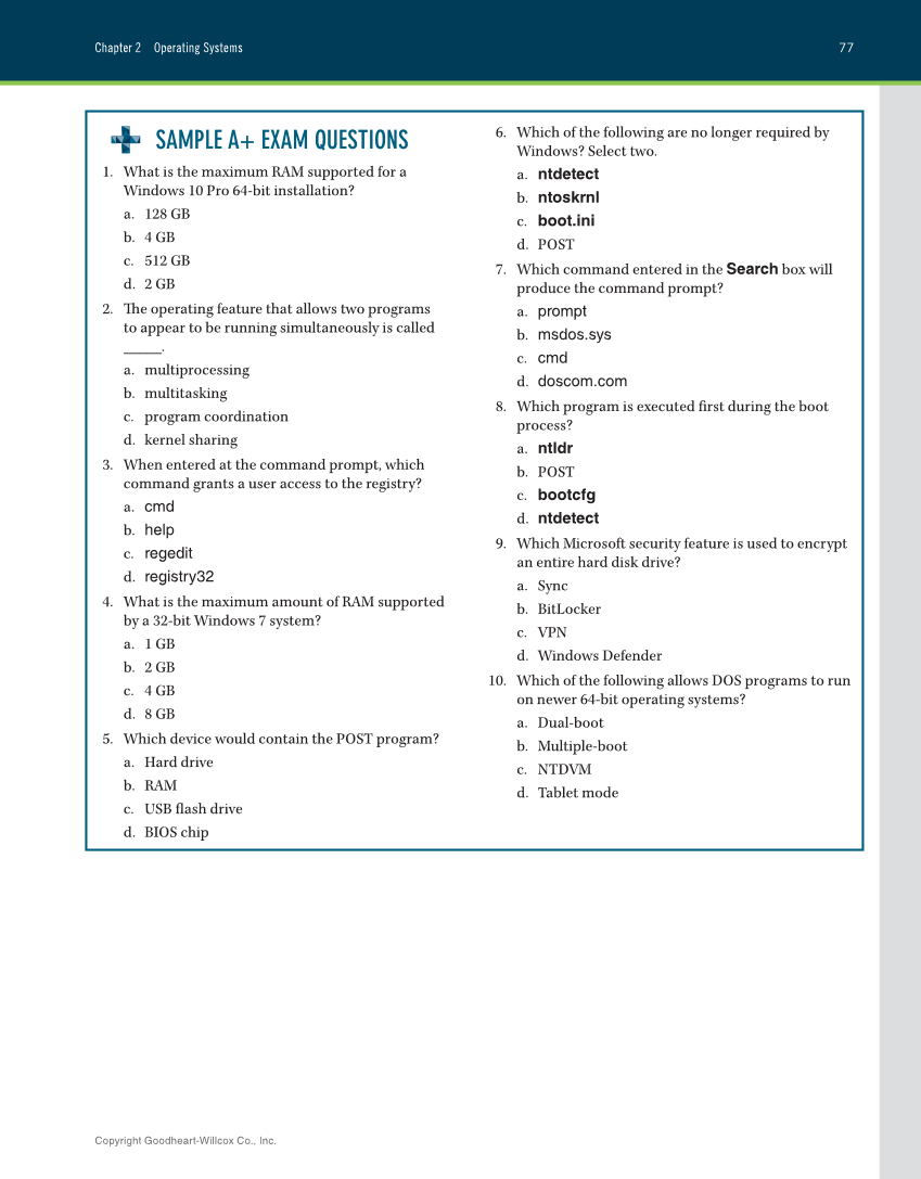 Computer Service and Repair, 5th Edition page 95
