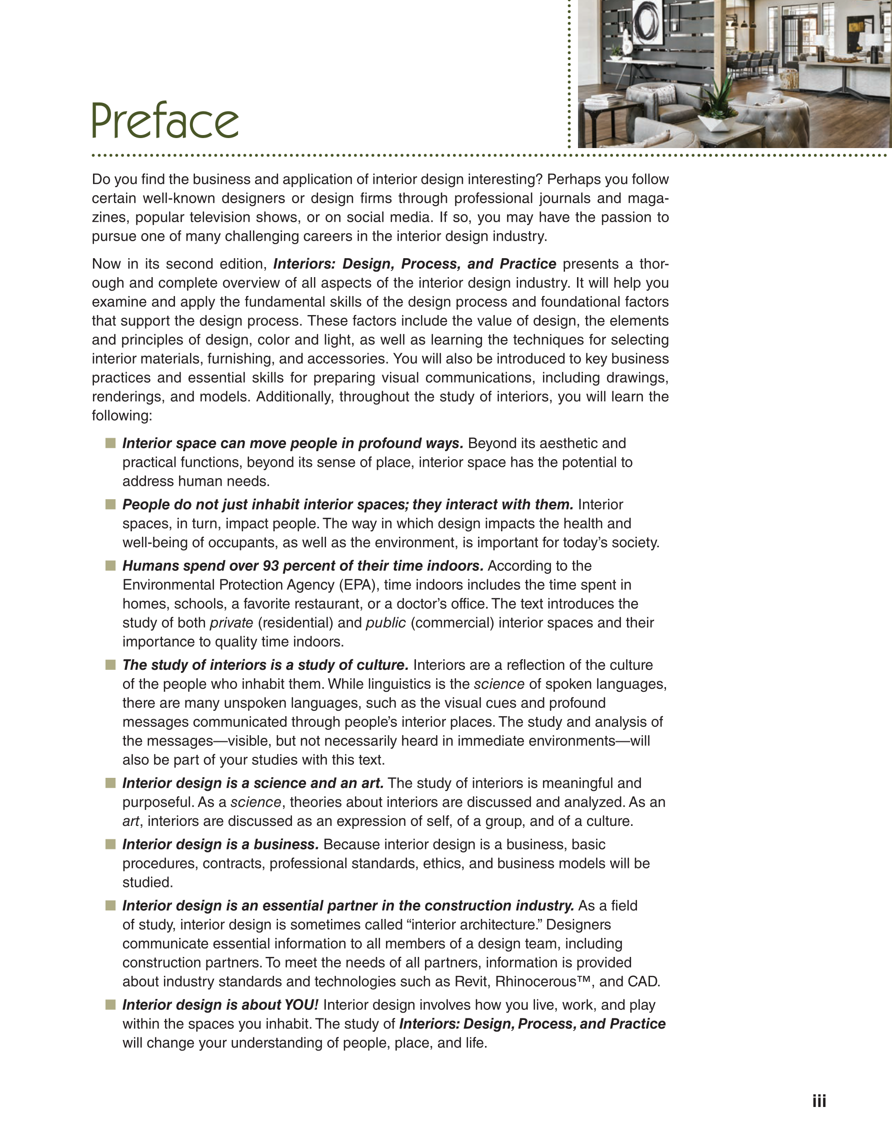 Interiors: Design, Process, and Practice, 2nd Edition page iii