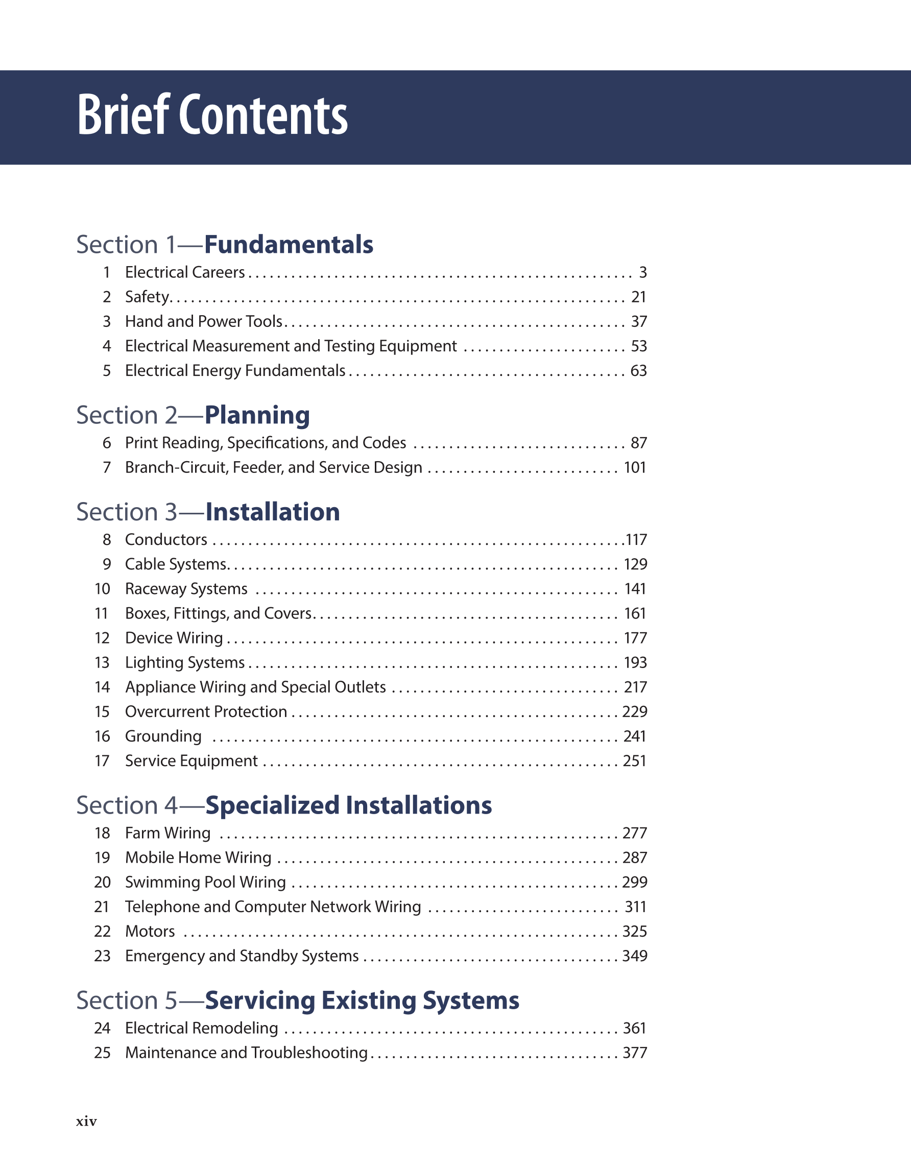 Modern Residential Wiring, 12th Edition page xiv