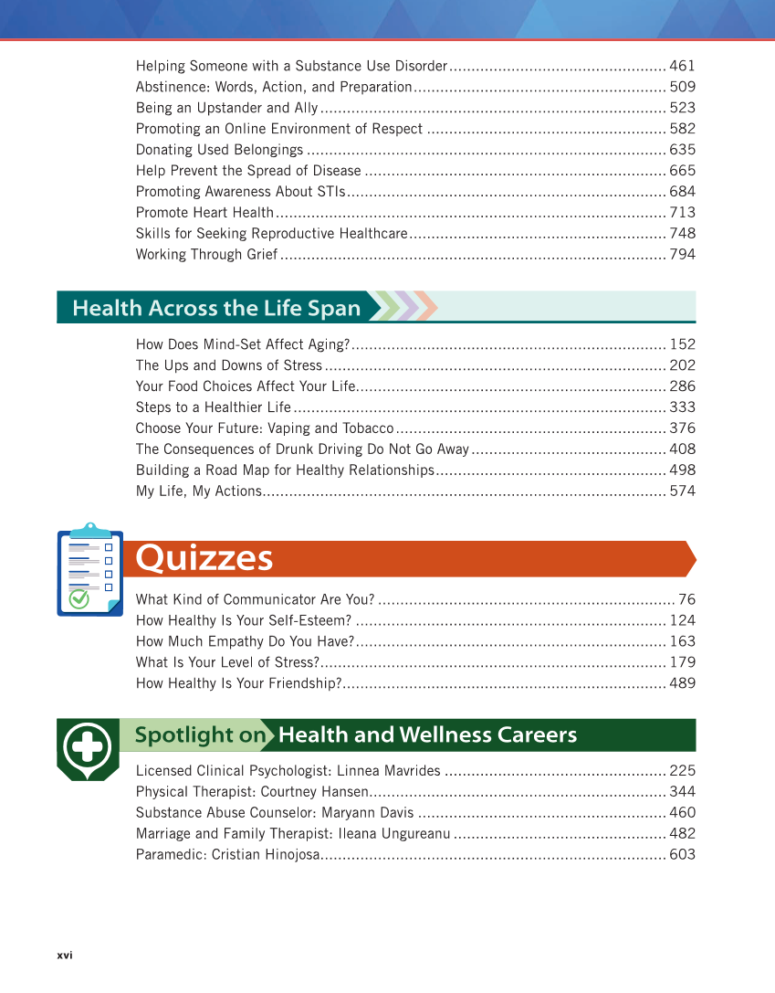 Essential Health Skills 3e page xvi