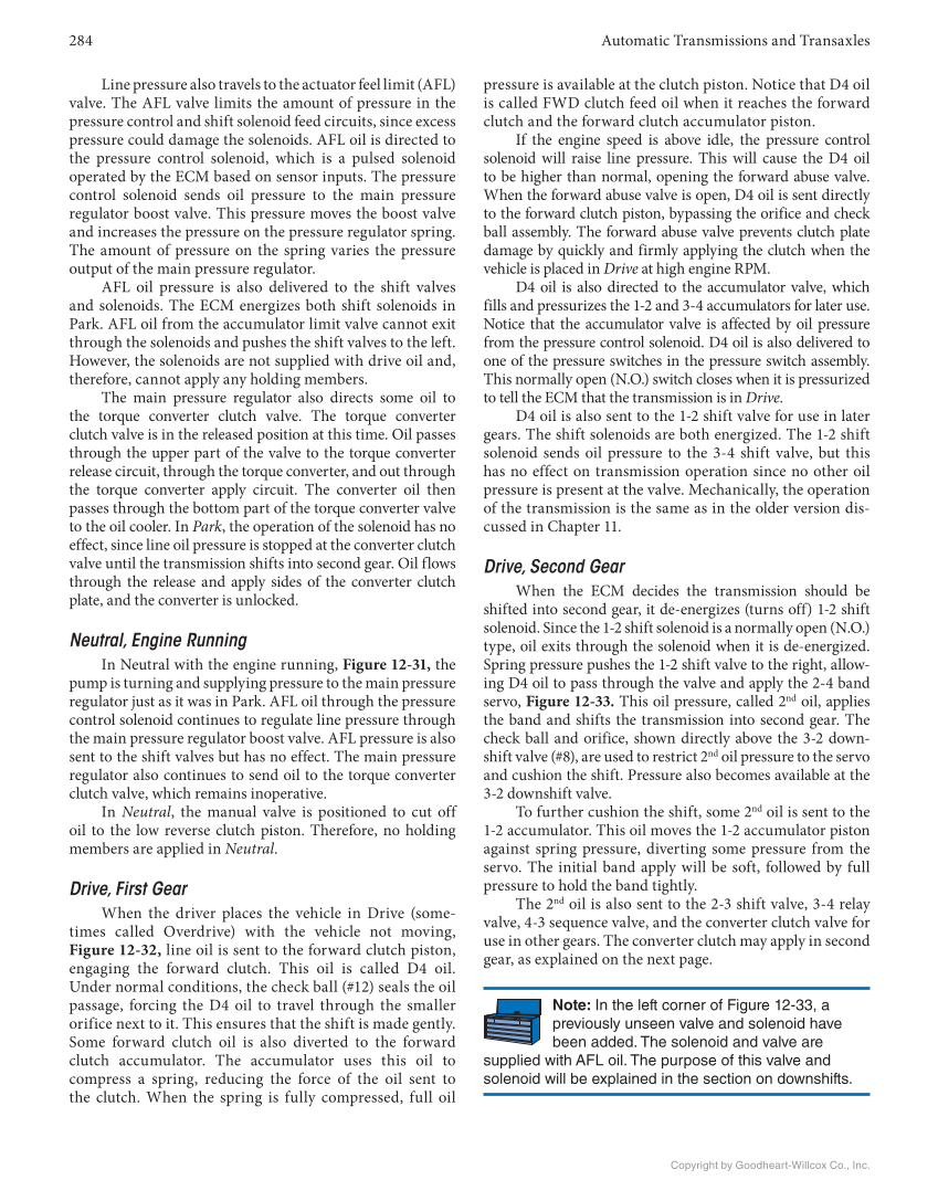 Automatic Transmissions and Transaxles, 5th Edition, Online Textbook page 284