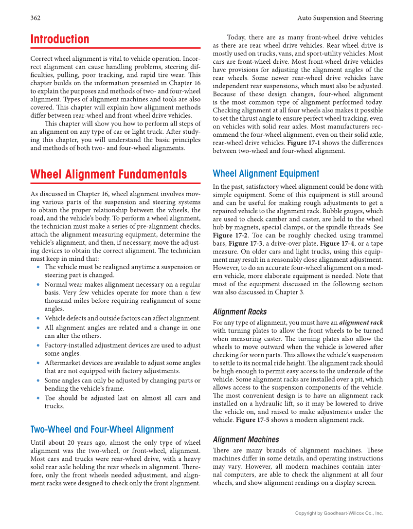 Auto Suspension and Steering, 5th Edition, Online Textbook page 362
