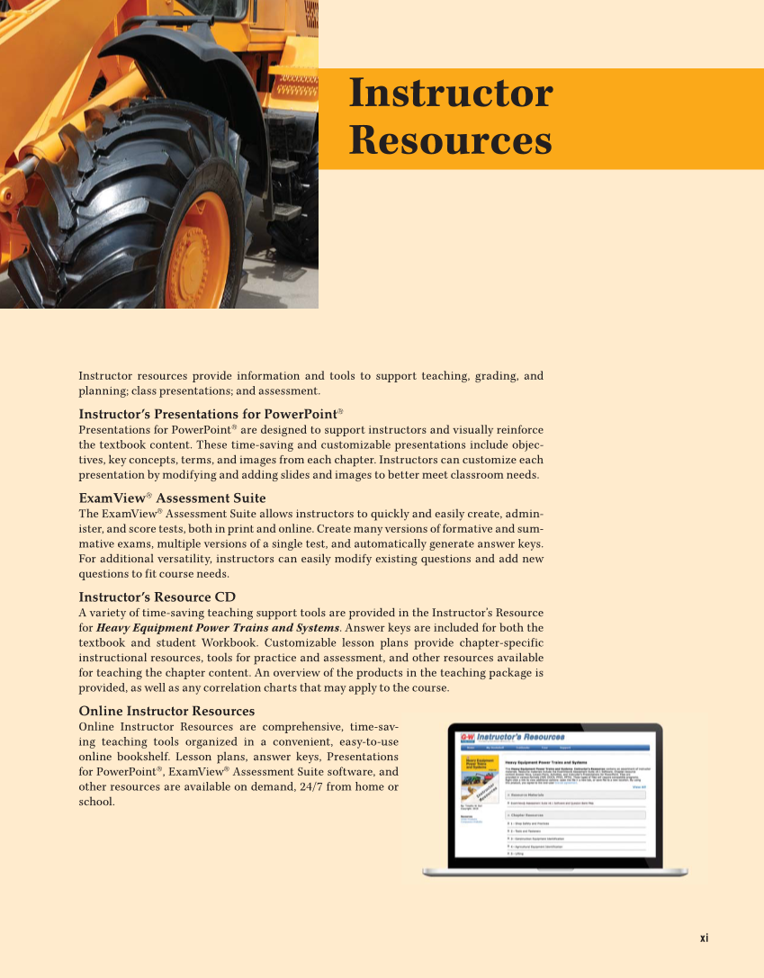 Heavy Equipment Power Trains and Systems, 1st Edition page xi