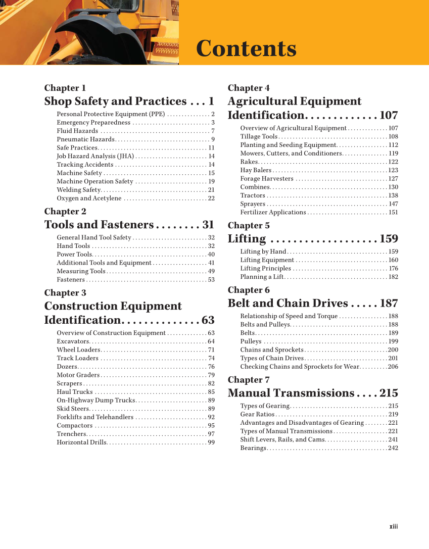 Heavy Equipment Power Trains and Systems, 1st Edition page xiii