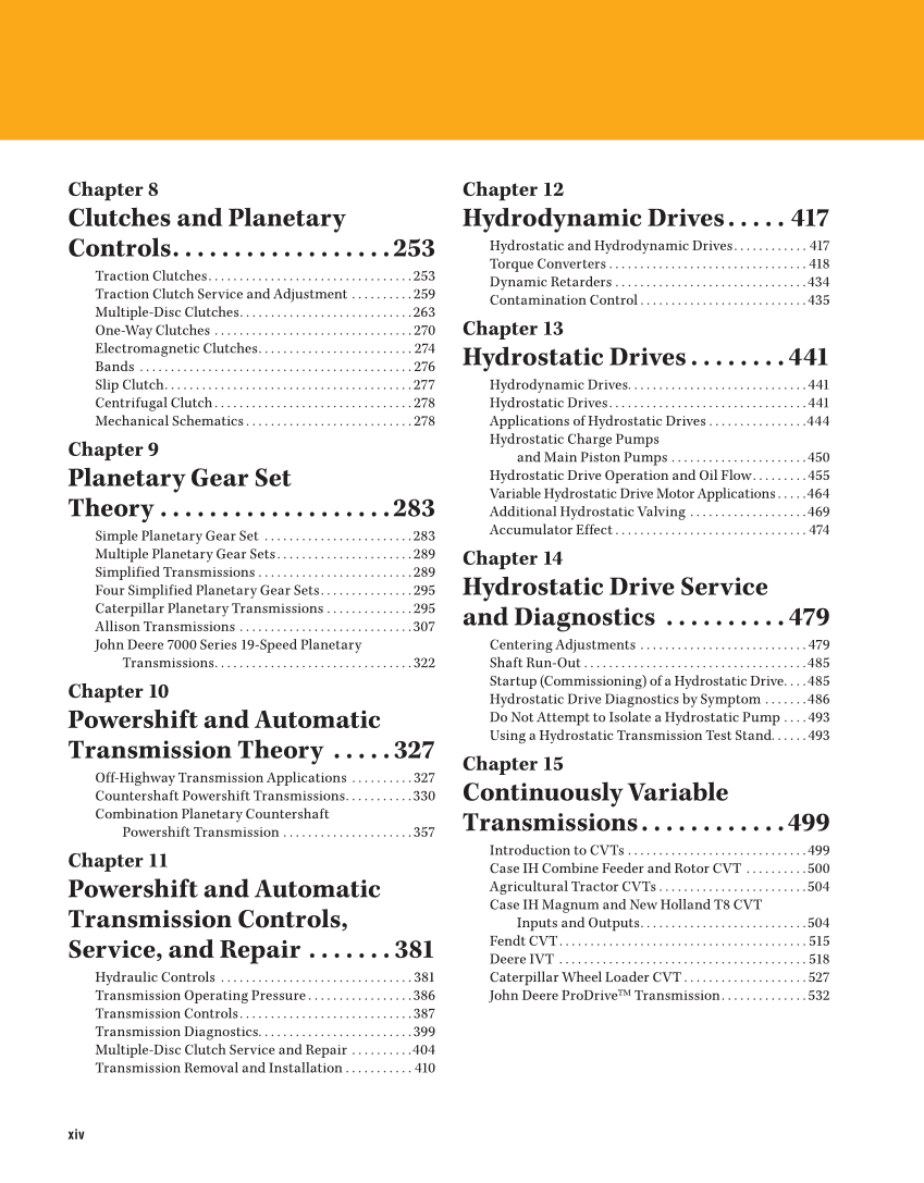 Heavy Equipment Power Trains and Systems, 1st Edition page xiv