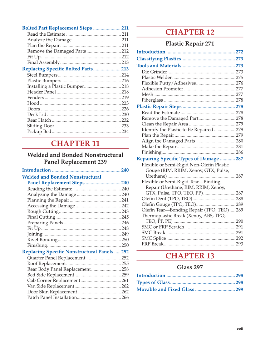 Auto Collision Repair and Refinishing 3e, Online Textbook page xvii