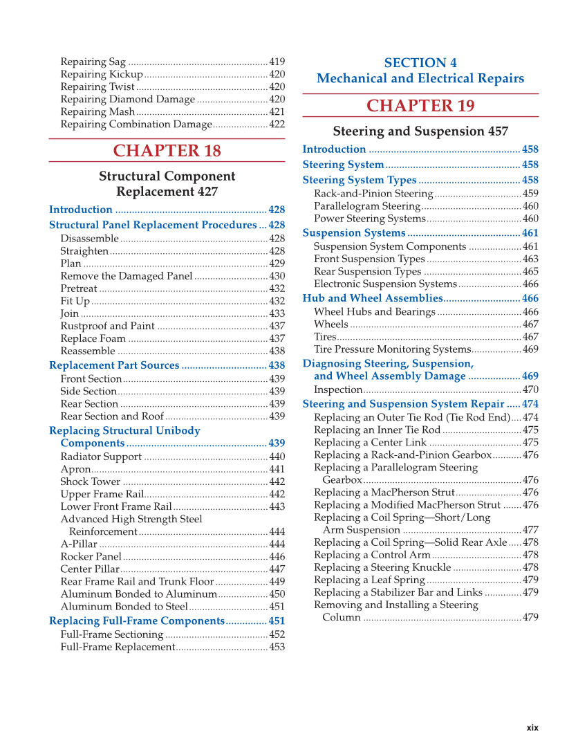 Auto Collision Repair and Refinishing 3e, Online Textbook page xix