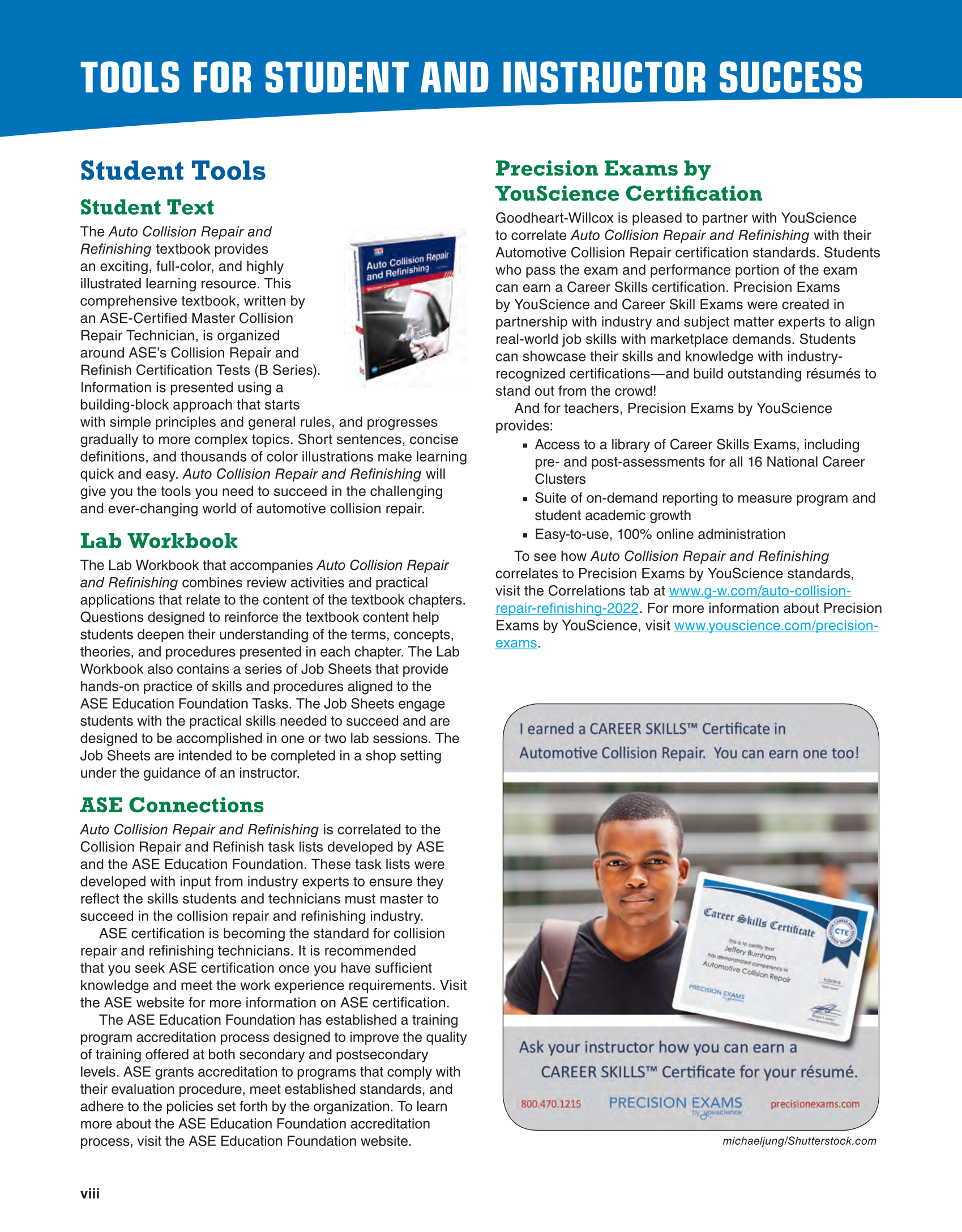 Auto Collision Repair and Refinishing 3e, Online Textbook page viii