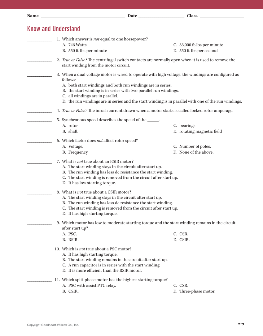 Essential Electrical Skills for HVACR: Theory and Labs, Textbook page 279