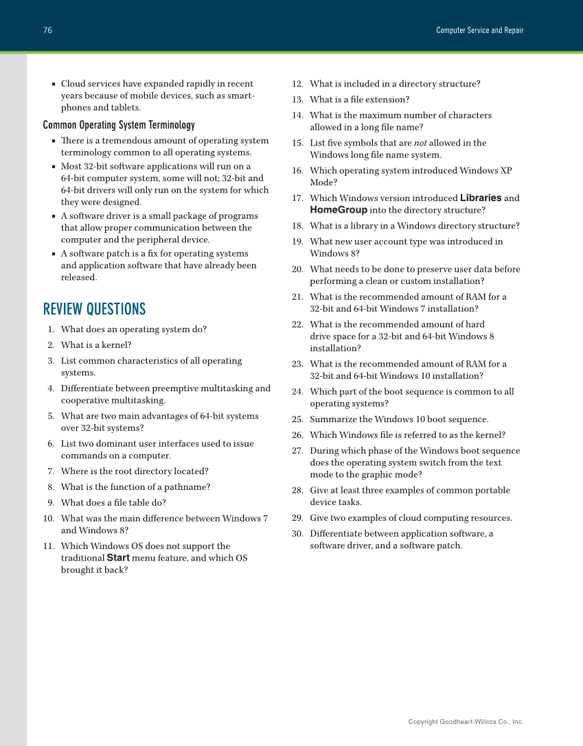 Computer Service and Repair, 5th Edition page 94