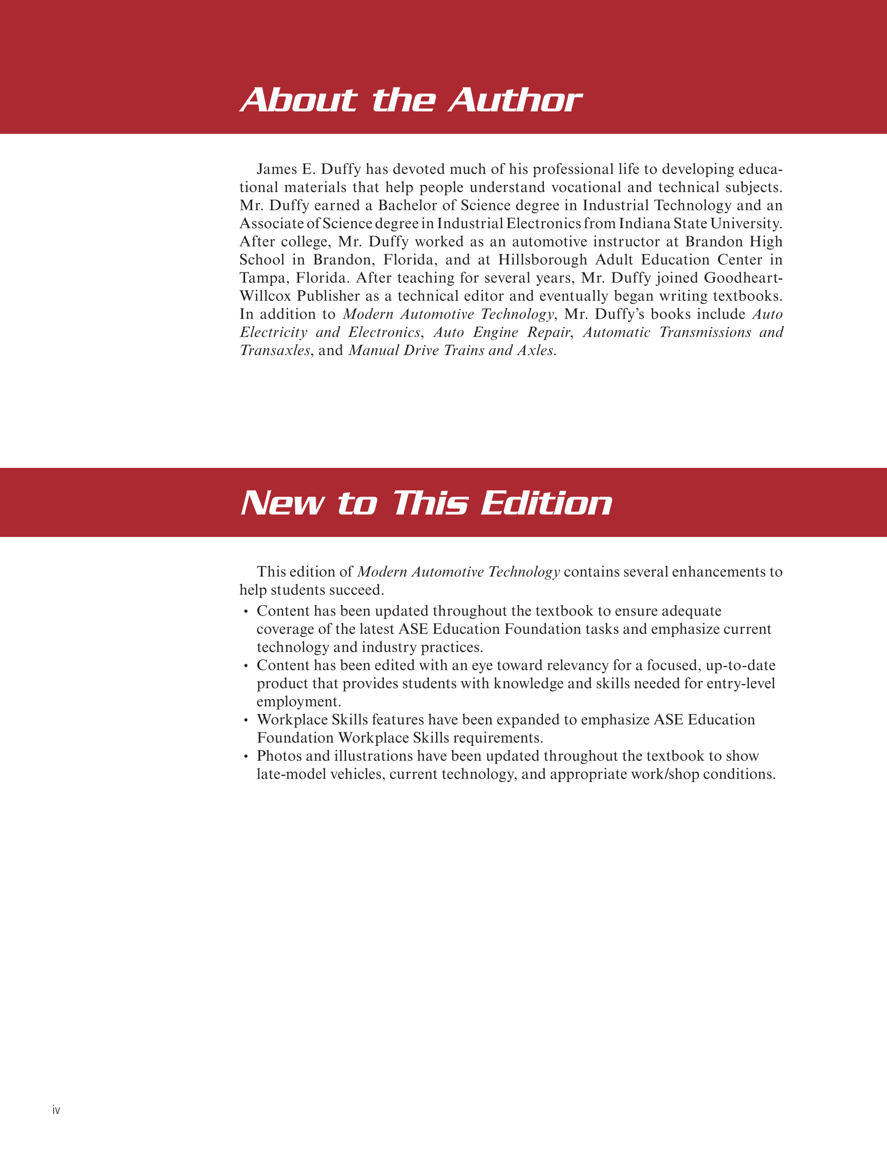 Modern Automotive Technology 10e, Textbook page iv